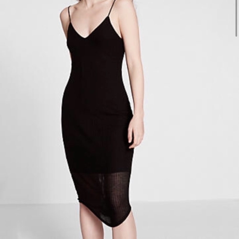 Ribbed sheer express midi dress